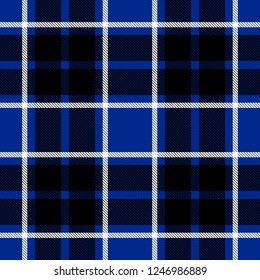 Seamless vector plaid, tartan, check pattern black, blue and white. Design for wallpaper, fabric, textile, wrapping. Simple background