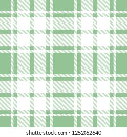 Seamless vector plaid, tartan, check pattern green and white. Design for wallpaper, fabric, textile, wrapping. Simple background