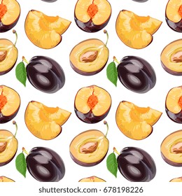 Seamless Vector Plum Pattern