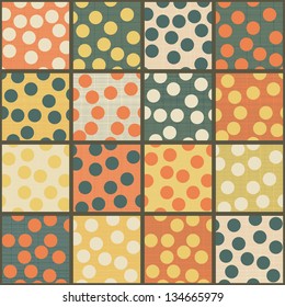 Seamless vector polka dot pattern background retro texture