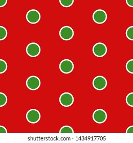 Seamless vector polka dot red and green pattern. Simple design for christmas wrapping, wallpaper, fabric, textile.