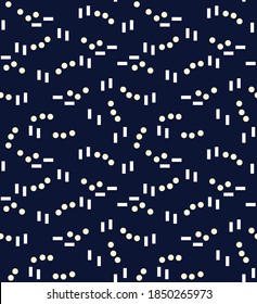 seamless vector polka dot and strips on navy background