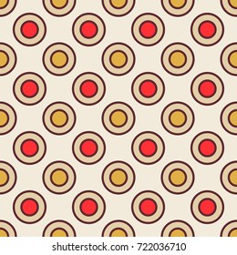 Seamless vector polka dots pattern with red and yellow circles