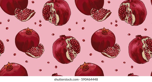 Seamless Vector Pomegranate Pattern