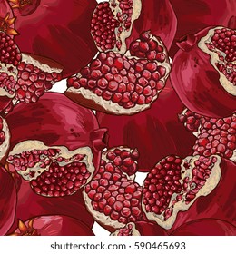 Seamless Vector Pomegranate Pattern