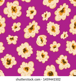 Seamless vector popcorn pattern on a bright background