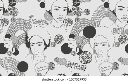 Seamless vector portrait repeat pattern