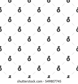 Seamless vector pouch pattern with yen currency on white background, can be used as tiling, web pattern or for just finance related design.