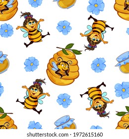 Seamless vector print for children's textiles, wrapping paper wallpaper. rapport with muscot  doodle bee 