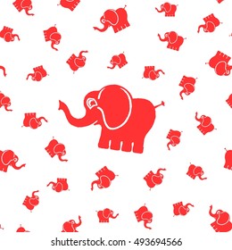 Seamless vector print. Fun elephants