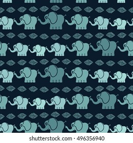 Seamless vector print. Fun elephants
