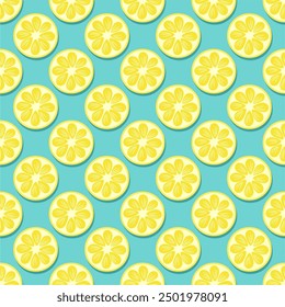 Seamless vector print pattern wallpaper illustration with lemons fruit fresh vegetarian plant 