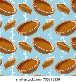 Seamless Vector Pumpkin Pie Pattern