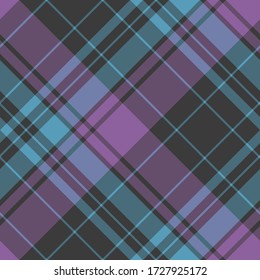 Seamless vector purple black and blue tartan pattern. Plaid background. Classic fashion wool pattern. For design,  fabric, textile, wrapping, cover etc.