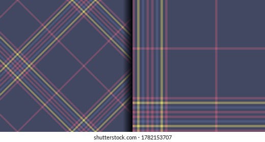 Seamless vector purple blue tartan pattern. Plaid background. Classic fashion wool pattern. For design,  fabric, textile, wrapping, cover etc.