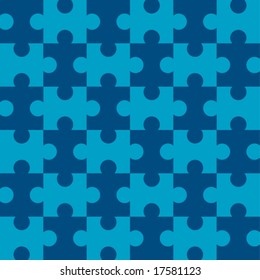 Seamless Vector Puzzle Pattern - Blue version