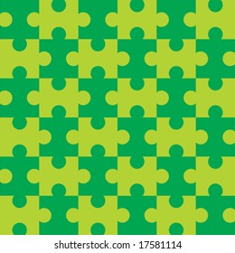 Seamless Vector Puzzle Pattern - Green version