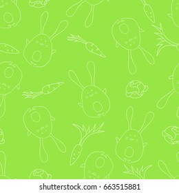Seamless vector rabbit silhouette pattern. Background in childish style. Stylish design for fabric and decor.