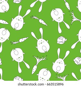 Seamless vector rabbit silhouette pattern. Background in childish style. Stylish design for fabric and decor.
