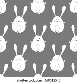 Seamless vector rabbit silhouette pattern. Background in childish style. Stylish design for fabric and decor.