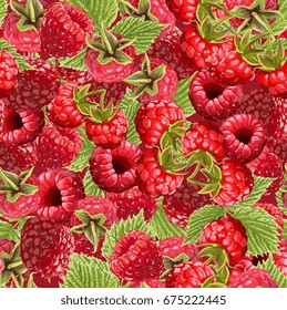Seamless Vector Raspberries Pattern