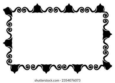 borde floral de dibujo a mano de rectángulo vectorial transparente
