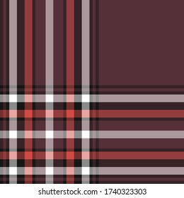 Seamless vector red burgundy tartan pattern. Plaid background. Classic fashion wool pattern. For fabric, textile, wrapping, cover etc.