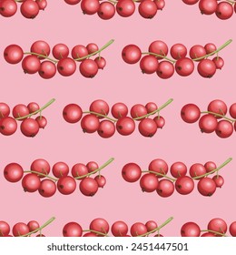 Seamless vector red currant berries pattern
