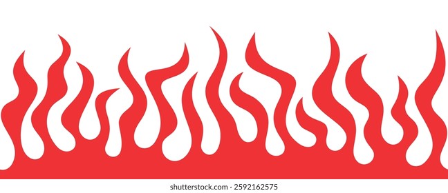 Seamless vector red flame pattern silhouette. Fire graphic design element