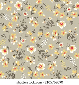 seamless vector red flower pattern on brown background