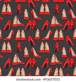 Seamless Vector Red Pumps Pattern