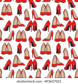Seamless Vector Red Pumps Pattern