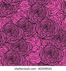 Seamless vector red roses background. Vector illustration