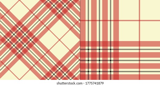 Seamless vector red and yellow tartan pattern. Plaid background. Classic fashion ornate pattern. For fabric, textile, wrapping etc.