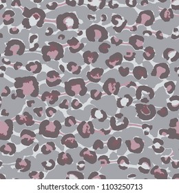 Seamless vector repeat animal leopard spots texture in pink, mauve, burgundy with a grey background. Great for textiles, fabric, paper, web design.