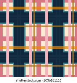 seamless vector repeat check effect pattern in blue, pink and yellow on a light background