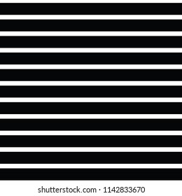 Seamless vector repeat classic stripe pattern with horizontal parallel stripes in black with a white background. Surface pattern design.