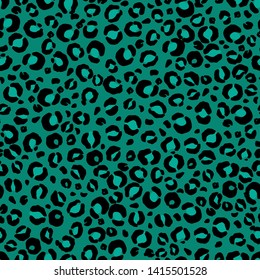 seamless vector repeat, modern leopard print in teal and black, ideal for backgrounds, wallpaper, scrapbooking, textiles and print