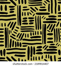 seamless vector repeat pattern with hand painted abstract paint strokes on a green background
