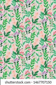seamless vector repeat pattern with spring flowers blooming