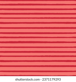 Seamless vector repeat pattern with tonal red and coral colored stripes. Grunge torn edge stiping. Versatile striped backdrop, Christmas stripe pattern, coastal coral red stripes.