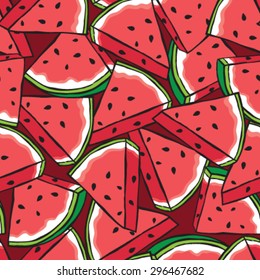 Seamless vector repeat pattern with trendy hand drawn watermelons. 