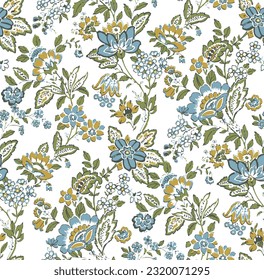 seamless vector repeat pattern of a vintage paisley design, floral wallpaper style