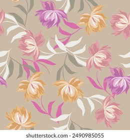 seamless vector repeat pattern with watercolour wild roses, romantic mood, boho-vintage chic