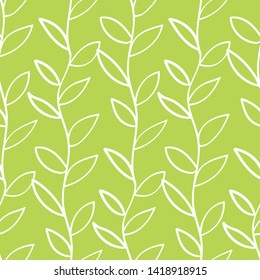 seamless vector repeat, white leaves on a green background, ideal for paper crafts, wallpaper, backgrounds and scrapbooking