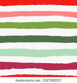 Seamless vector repeating pattern with Christmas stripe in red, green, pink, mint, burgundy. Simple Christmas striped background