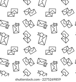 Seamless vector repeating pattern of envelop with mark and delete sign made of line icons for polygraphy and websites 