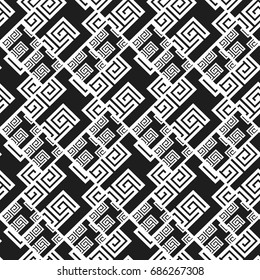 Seamless vector repeating pattern. Fashion textile print with greek design. Greece meander fabric background.