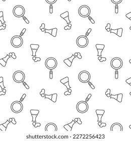Seamless vector repeating pattern of Laboratory Bulbs and Magnifying glass. It can be used for web sites, apps, clothes, covers, banners etc 