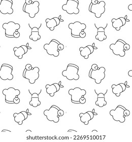 Seamless vector repeating pattern of various chef hats. It can be used for web sites, apps, clothes, covers, banners etc 